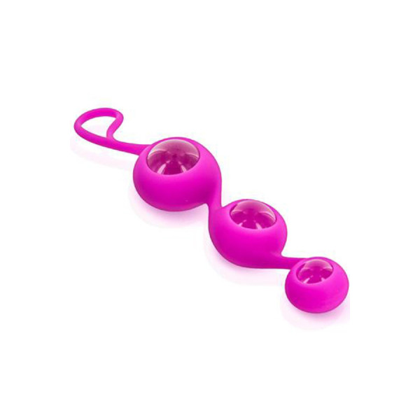 Triple boules de Geisha rose verre et silicone 